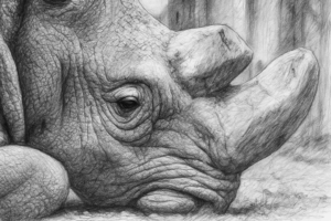 Northern White Rhinoceros - graphite drawing