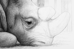 Northern White Rhinoceros - graphite drawing - work in progress