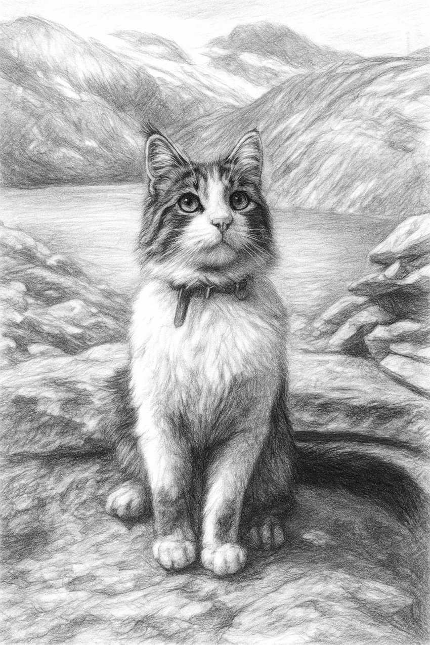 Graphite drawing of Tomba