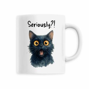 Keramik-Becher with Watercolor Surprised Cat Design